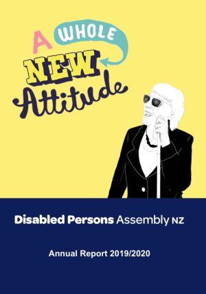 Yellow and blue cover with illustration of woman with vision impairment